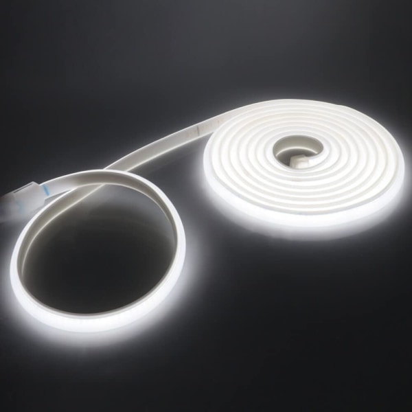 Fleksibel COB Neon Strip, 220V LED Strip 288 LED/m, Klipp til 50cm, IP65 Vanntett Modifisert Silikon Tau Lys (5m, Kald Hvit)