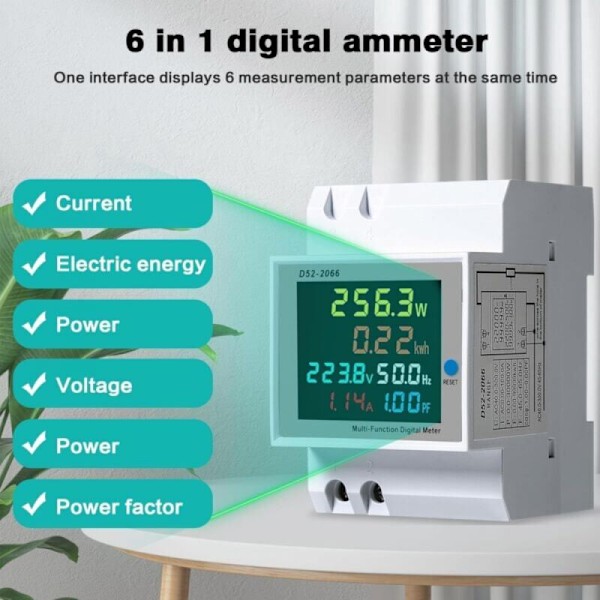 Elförbrukningsmätare, 100A 6 EN1 DIN-skena 220V DE FRONTURE FREEDER FREEDURE FUND PROBLE, AC40-300V CT Integrerad