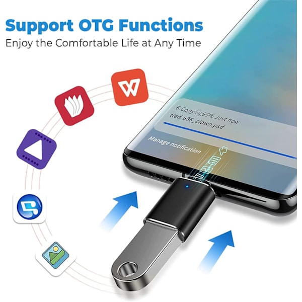 USB C till USB-adapter 4-pack, USB C till USB-adapter används ofta i bärbara datorer, MacBook, telefoner och surfplattor, USB A till USB C, USB till USB C, typ C till US