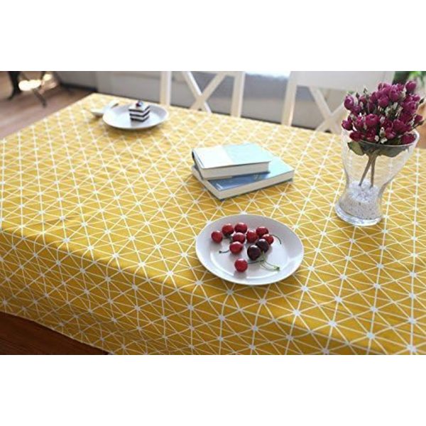 Rektangulær duk i bomull og lin, twill duk, enkel stil, varme- og fuktighetsbestandig (gul, 120×160cm)