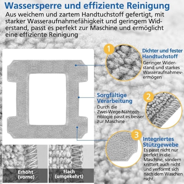 Set med 6 rengöringspads för Ecovacs Winbot Winbot Winbot WinBot Fönsterputsrobotar W1 / W2 / W2 Omni - För robotfönsterputs - Tvättbar rengöringsduk