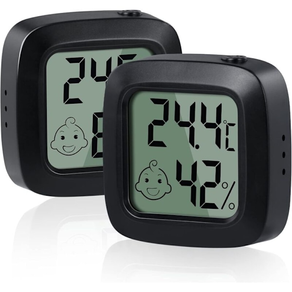 2 st mini termometer Digital Hygrometer med hög precision, inomhushygrometertermometer, med strömbrytare, omvandlingsbar ℃/℉, för vardagsrum baby r