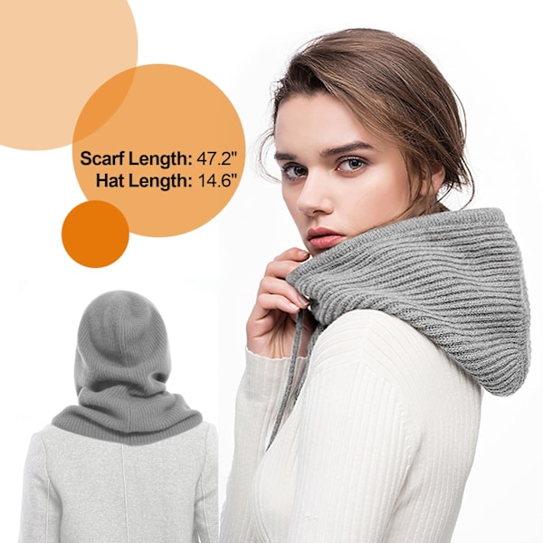 Hatt Halsduk 2 i 1, Vindtät Stickad Balaclava, Vinter Mjuk Pullover Stickad Halsduk Mössa Huva Halsduk, Herr Dam Halsduk och Vinter Halsduk