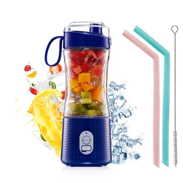 Blå Bärbar Mini Blender, Personlig Storlek Elektrisk Frukt Blender USB Laddningsbar Elektrisk Frukt Blender Juicers Baby Resa 380ml,6 Blad Blender