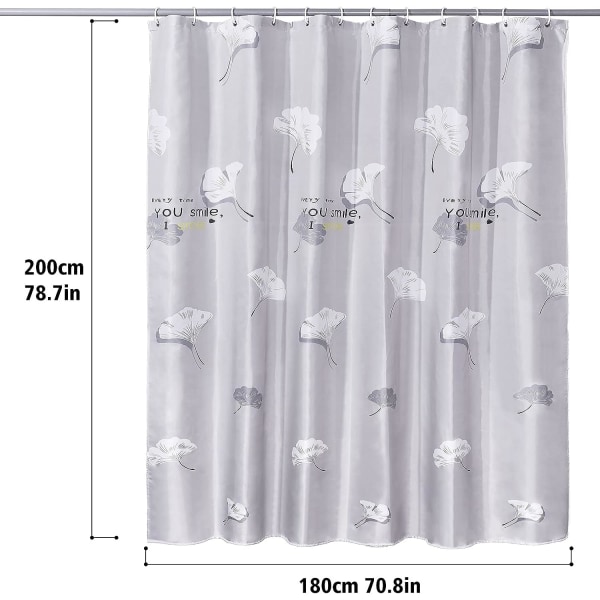 Bruseforhæng, Bruseforhæng 180x200cm, Maskinvaskbart Polyester Bruseforhæng med Vægtede Bundkant og 12 Kroge, Badeværelse Badeforhæng, G