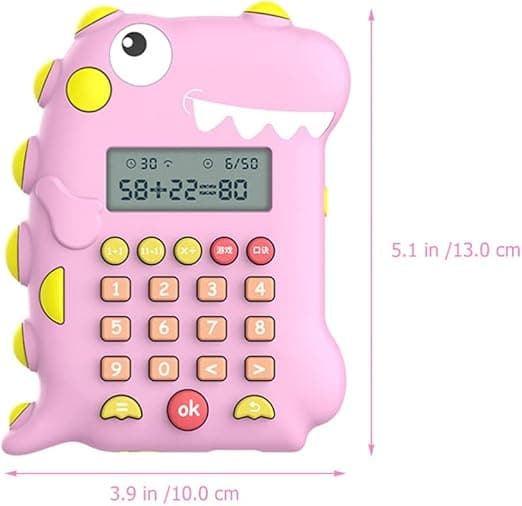 Barnekalkulator, Rosa Dinosaur Shape Kalkulator, Matematikkspill Smart Learning Kalkulator, Kontorkalkulator