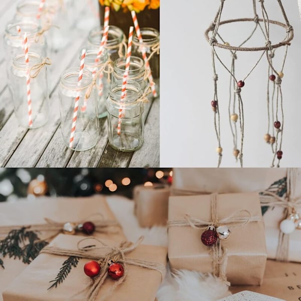 100m JUTE JUTE SNÖRE Naturligt rep Trädgårdssnöre Fint rep för Trädgårdsarbete Bröllopsdekoration, Kreativ konst DIY Presentförpackning