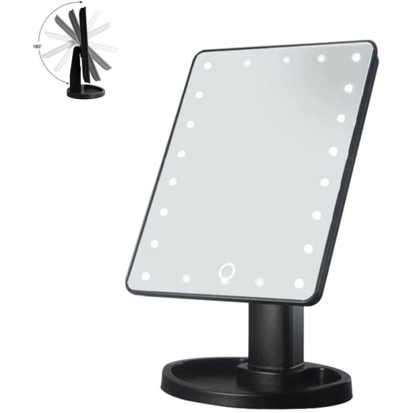 Upplyst sminkspegel med LED-lampor, 10 tums stor skärm upplyst sminkspegel med 10x förstoringspunktsspegel, pekdimningsfunktion