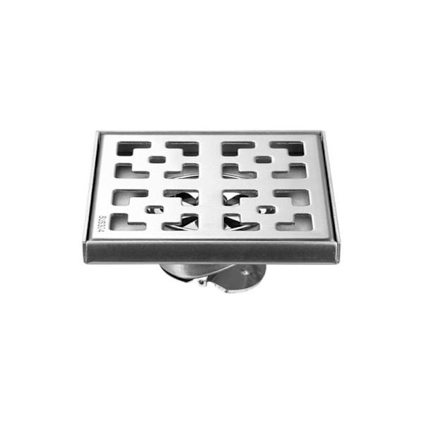 Golvbrunn för utomhusbruk, golvbrunn och duschflöde, avloppsbrunn, vattenlås med luktstopp och hårsil, silver-12 × 12cm