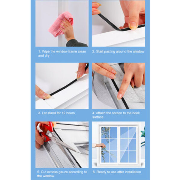 DIY selvklebende myggnetting, 1,5*2m hvit