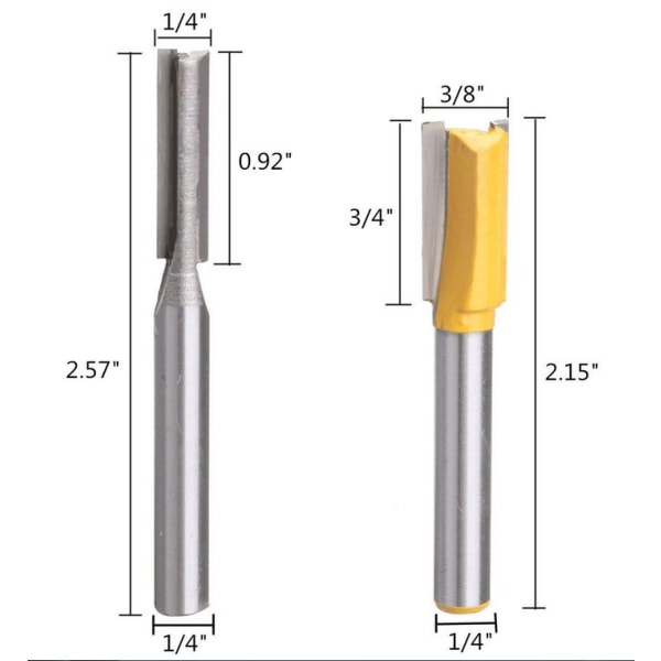 5-delad uppsättning raka trimmerbits gul utrikeshandel export fin rak router