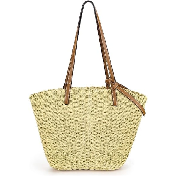 Summer Straw Beach Bag（Beige Color）-41*26*24cm, Damaxel Ha