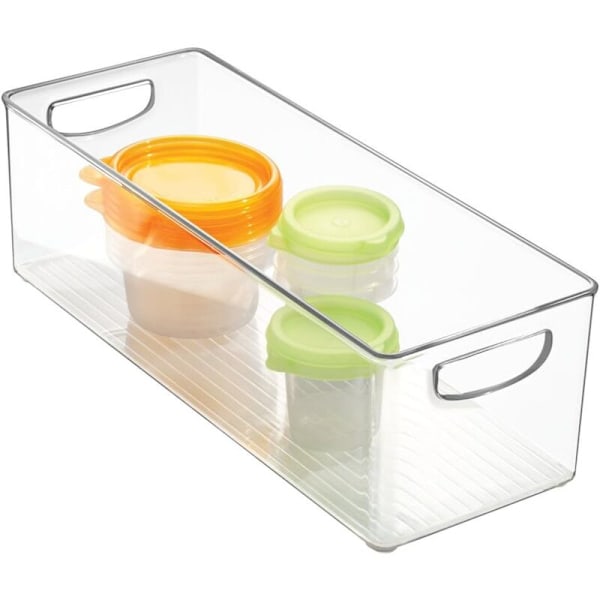 Förvaringslåda för skåp/kök, extra stor plastbricka för kylskåp, lång låda, transparent, 41 cm x 15 cm x 12,5 cm
