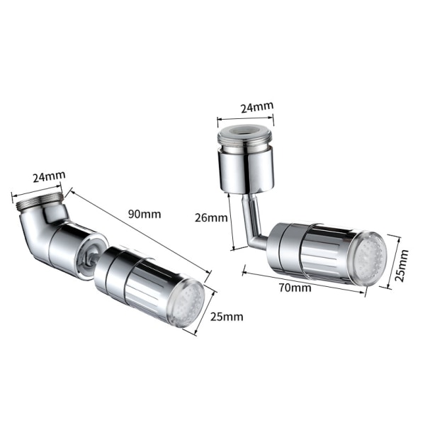 720 graders temperaturstyringshane universel hane LED farveskiftende lysmunding til badeværelsesvask køkkenvask (Style B)