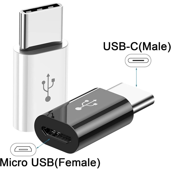 4 stykker USB C Adapter, USB C til Micro USB Adapter Type C Han til