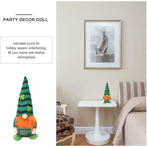 (Manlig) Midday Gnome Dekoration, Irländsk Leprechaun Sué Dois Skandinaviska Hemmakontorsprydnader, Pardocka med Randig Skotsk Hatt