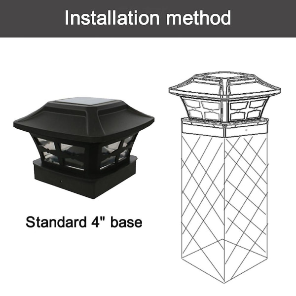 2 st solcellsstolpslampa stolpshuvudljus trädgårdsstolpslampa stolpslampa (svart (blad)