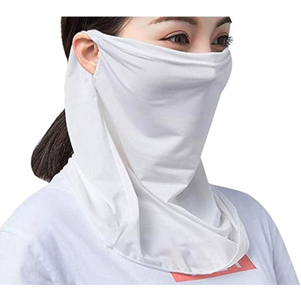 Nackskydd för kvinnor solskyddsmask (vit) solkräm ansiktsmask enkellagers halsmask lätt sommarskyddande halsduk UV-skydd