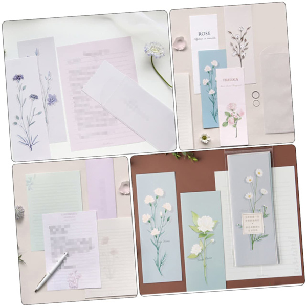 4 stk. kuvert brevpapir sæt gavekort kuvert blomster kuvert japansk brevpapir julebrevpapir brevpapir blomster s