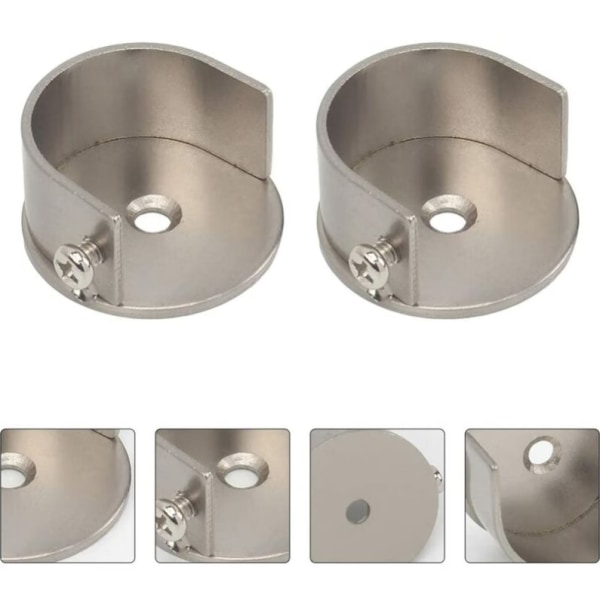 2 stänger av metallstångsfäste, fläns U-formad stångfäste, garderobsstångsfäste, 28 mm gardinstångsfäste, lätt att installera i badrummet