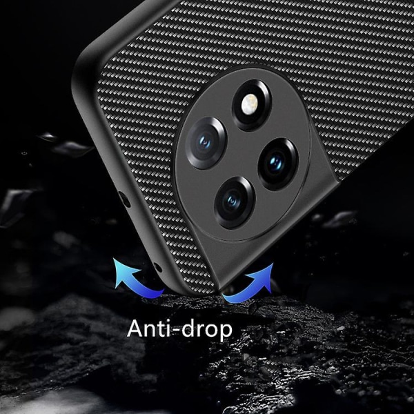 Kolfiberfodral Kompatibelt med Oneplus 11, PU-läder Anti-fingeravtryck Slim Stöttålig Skydd