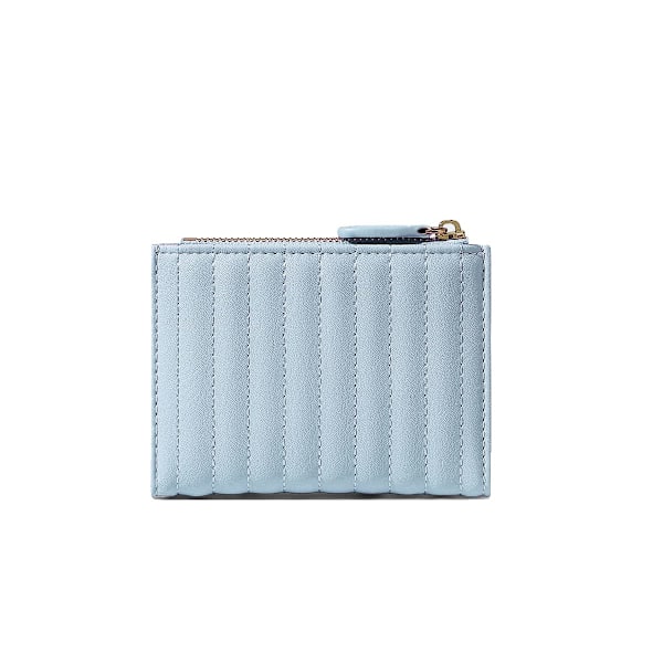 Liten plånbok dam tri-fold plånbok myntväska blommönster korthållare myntbörs med ID-fönster elegant ungdomlig och söt - blomma - ljusgrå
