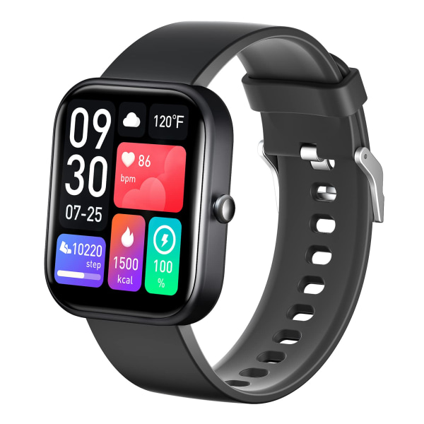 Full metallramme HD Smartklokke med stor skjerm Hjertefrekvens Blodoksygen Helseovervåking Sportsklokke Bluetooth Call Smart Watch (svart)