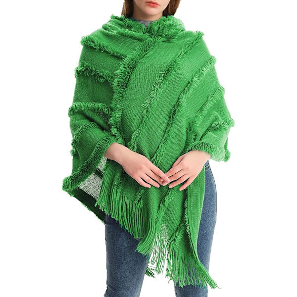 Vinterhalsduk Sjal Överdimensionerad Huva Kåpa Dam Elegant Kåpa Halsduk Pullover Lång Stickad Varm Tröja Kåpa(grön)