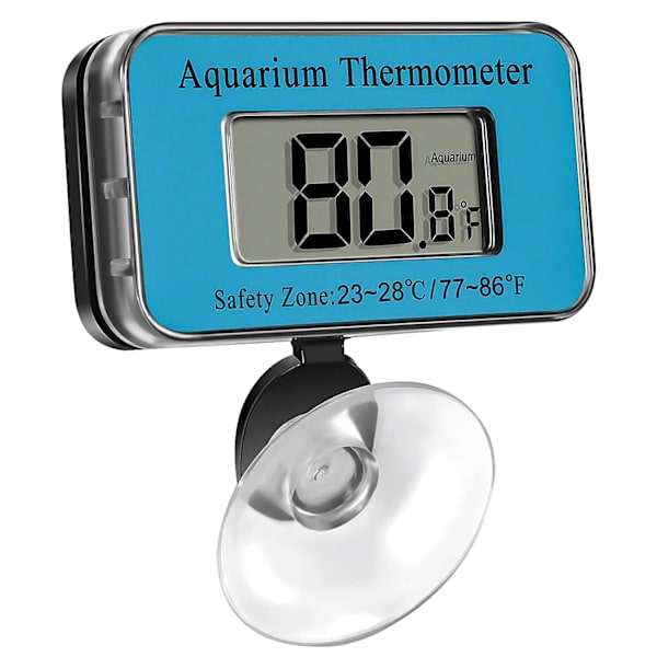 Akvarie Termometer, Digital Vandtæt Termometer med Sugekop Fisketank Vandtemperatur Termometer til Fisk Som Betta(Blå)