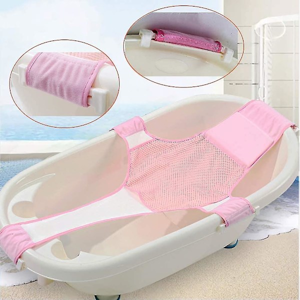 (pink)(1stk) Baby Badestøtte, Badekar Støttenet Justerbar Badekar Anti-slip Mesh Behagelig Bade Sæde Til Nyfødt Brusebad Og 0-8 Måneder Spædbarn Bad