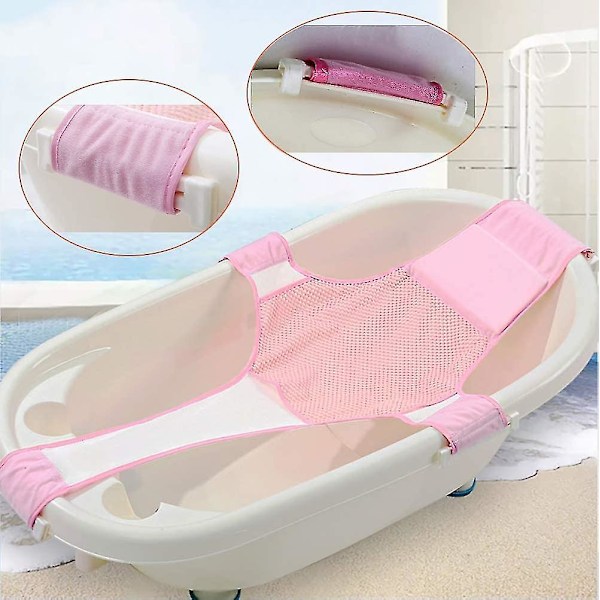 (rosa)(1st) Babybadstöd, badkarstöd Nät Justerbart Badkar Halkskyddande Nät Bekvämt Badsäte För Nyfödd Dusch Och 0-8 Månader Spädbarn Bad
