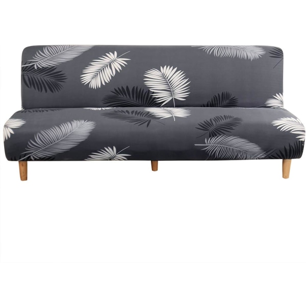 Armlös sofföverdrag 3-sits stretch sofföverdrag hela vikbara soffskydd, universell halkfri soffhandduk 160-190cm (bladtryck)