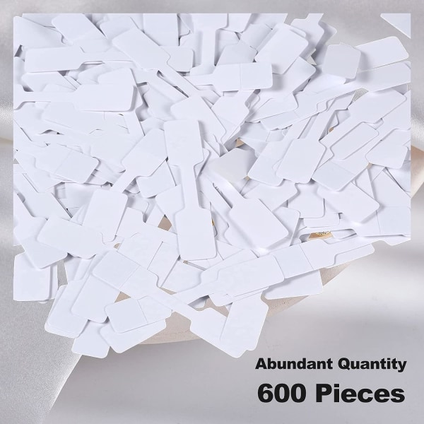 600 stk. Blanke selvklæbende smykker prisskilte, 6 x 1,2 cm