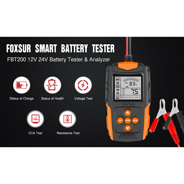 Bilbatteritestare 12V24V batteritestare internt resistanstest CCA motorcykelbatterianalysator
