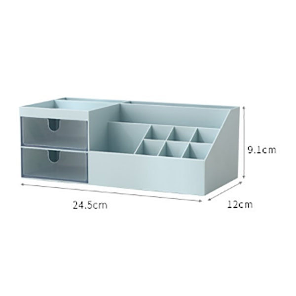 Rosa plastförvaringslåda för kosmetika små föremål blå L.24,5 x B.12 x H.9 cm