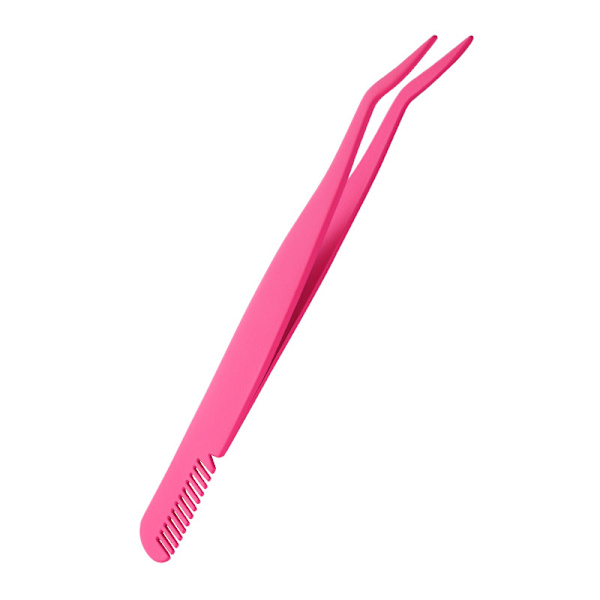 1 stk dobbelthodet øyenbrynspinsett kam øyenbrynspleieverktøy rustfritt stål tynnhode skjønnhetsverktøy for skjønnhetssalong hjemmebruk，Rose Red