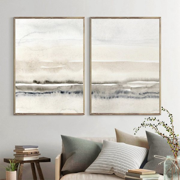 2 st abstrakt modern soffa bakgrund väggdekoration målning vardagsrum sovrum matsal ramfri målning