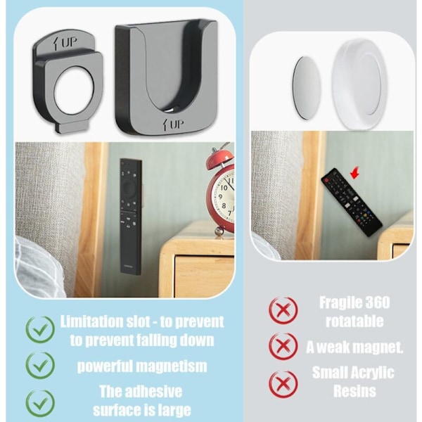 4-pack Magnetisk Fjärrkontrollhållare, TV Fjärrkontrollhållare, Väggmonterad Fjärrkontrollhållare, Magnetisk Hållare, Väggfäste för Fjärrkontroll, f