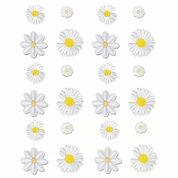 Stryge-på-patch Sy-på-patch Daisy Flower Patches 24 stykker Kreative Daisy Flower Sticker til Delicate Broderet