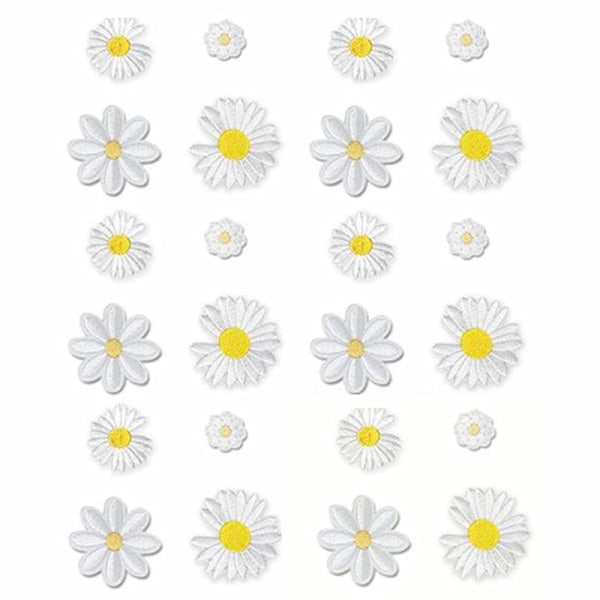 Stryge-på-patch Sy-på-patch Daisy Flower Patches 24 stykker Kreative Daisy Flower Sticker til Delicate Broderet