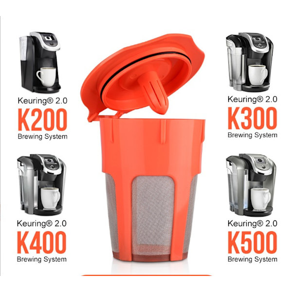 Passar till 3 förpackningar med återanvändbara kaffekapslar för Keurig 2.0, K200, K300, K400, K500