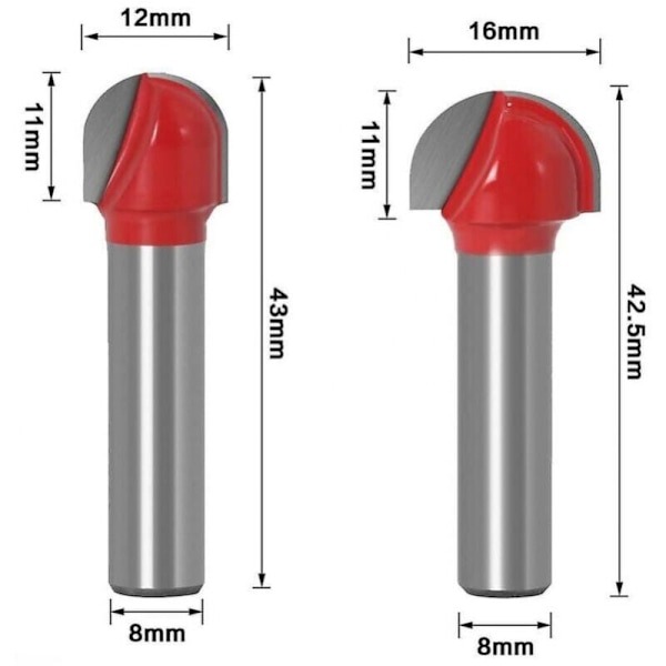 Pyöreä puinen mansikka, 5 mansikkaa 8 mm Varsi 12/16/19/25 mm Jyrsinterä mansikoille
