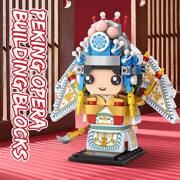 Peking Opera karaktär mini byggklossmodell set, kreativ DIY simulering serie byggkloss leksaker för barn och vuxna heminredning