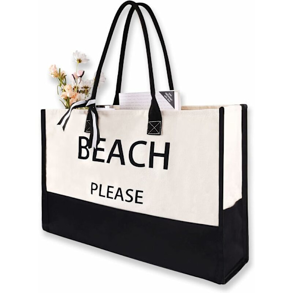 Extra stor sommarstrandväska Tote väskor kvinnor Oversized XL Sandproof dragkedja Handväska Vattentät semester Canvas Monogram Personliga presenter Strand Plea