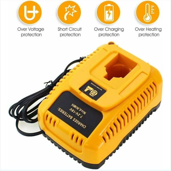 (Keltainen) DC9310 Dewalt Nicd ja Nimh 7.2 V-18 V akkulaturin korvaaja DC9096 DC9098 DC9099 DC9091 DC9071 DE9057 DW9096