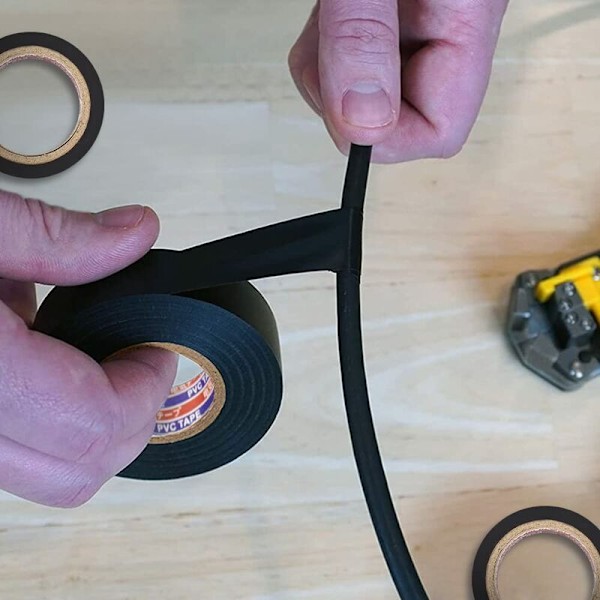 Elektrisk isolasjonstape, 10 stk, svart, for stropping og feste av elektriske kabler til ruller, PVC termisk isolasjon for bilreparasjon, sykkel, DIY