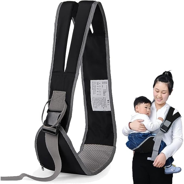 Refleksstrimmel designer babyrem (sort), bærbar ergonomisk