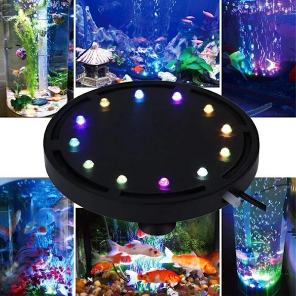 RGB LED Undervands Boblelys Rundt Flerfarvet Akvarielys Disk/Flerfarvet Luftsten til Akvarium Vandtæt og Lækagesikker Automatisk Farveskift