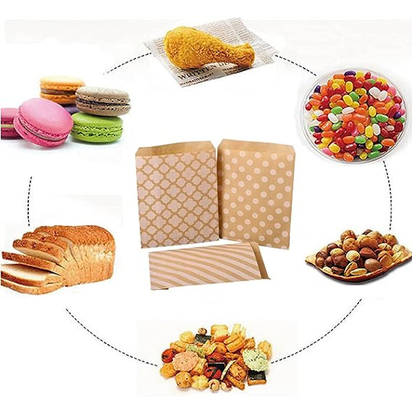 100 st (5 stilar) Brun botten Kraftpapper, Pappersgodispåse, Godispapperspåse, Ansök om jul födelsedag bröllopsfest