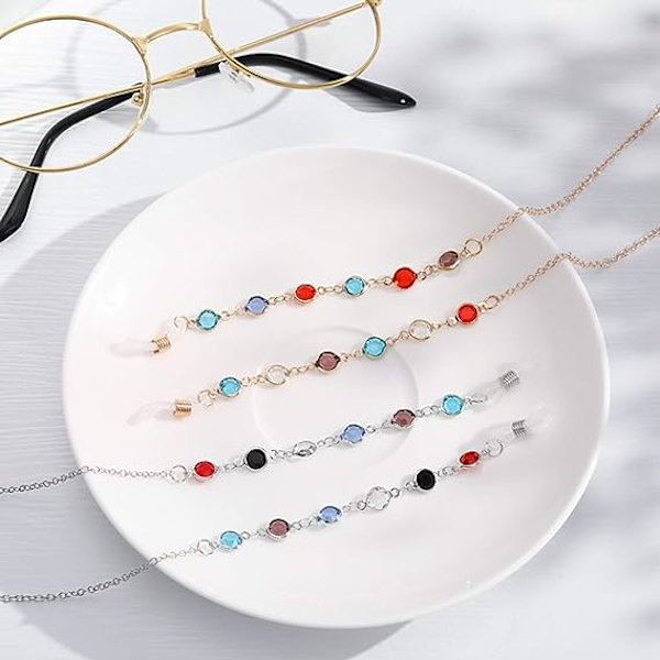 2 stk. Brillekjede, Perle Brillekjede Brille Stropp Brillekjede Brille Snor Solbrille Stropp Brille Stropp Pose